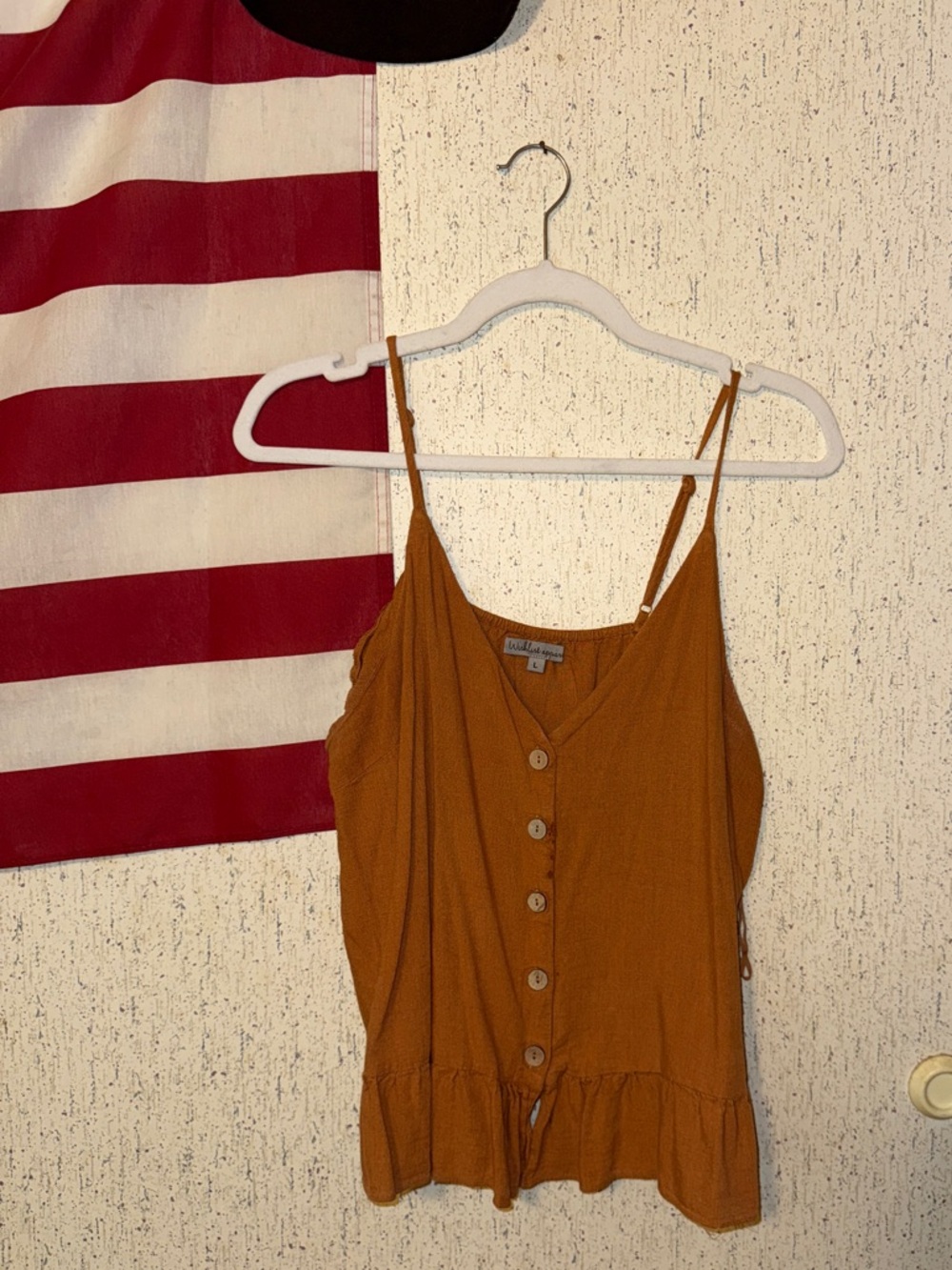 Mustard Button-Front Spaghetti Strap Camisole